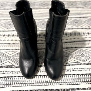 Black faux leather boot heels
